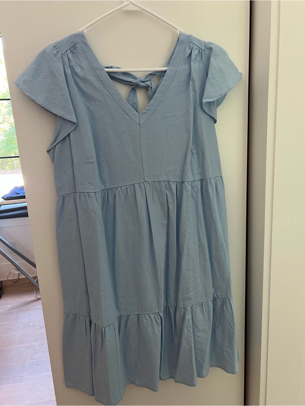 Isabel Maternity by Ingrid & Isabel Light Blue Tiered Flutter Dress